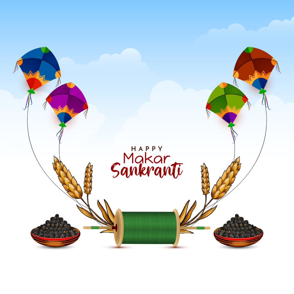 Decorative Kites Happy Makar Sankranti Indian festival background vector decorative kites happy makar sankranti indian festival backgroun